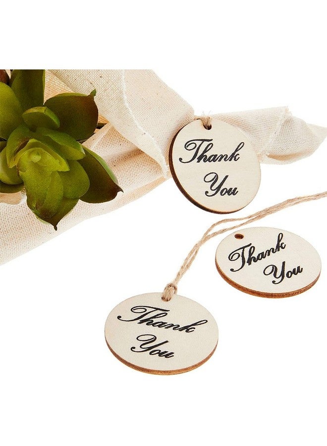 100Pack Thank You Wood Tags With Twine For Wedding And Baby Shower Themed Party Favors 1.5 Inches