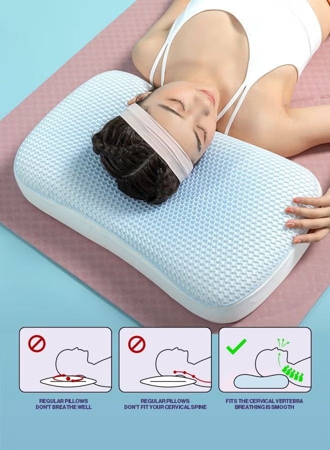Premium Comfort Tpe Pillow - Ice Cool Cervical Spine Support, Ergonomic Neck Protection, Breathable Honeycomb Design For Home, Office, And Studentsnts