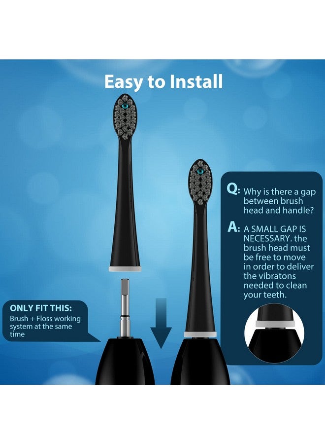 Replacement Brush Heads For 𝗪𝗮𝘁𝗲𝗿𝗽𝗶𝗸 𝐒𝐨𝐧𝐢𝐜𝐅𝐮𝐬𝐢𝐨𝐧 2.0 Flossing Toothbrush With Cover Compact 3 Count Black Soft Bristles