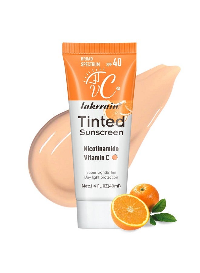 Tinted Sunscreen For Face With Spf 40 Uv Protection Moisturizer & Lightweight Facial Sunscreen With Vitamin C And Vitamin E For All Skin Type (40Ml)