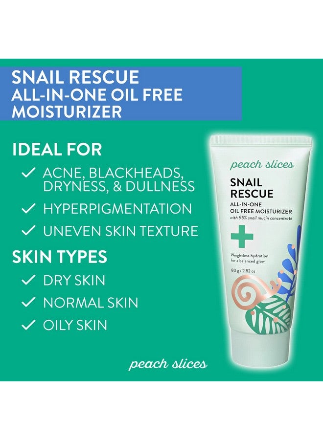 Snail Rescue Allinone Oil Free Face Moisturizer 95% Snail Mucin Lightweight Longlasting Hydration Siliconefree Face Cream Skin Care Clean & Crueltyfree 2.82 Oz