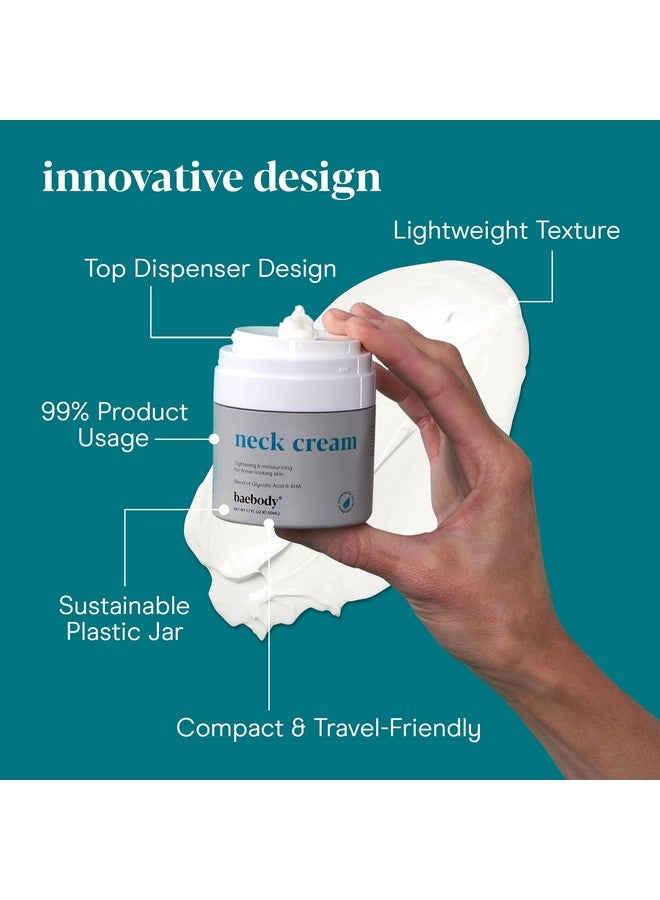 Firming Neck Cream With Ahas Coq10 Glycolic Acid Green Tea For Sagging Skin Fine Lines Wrinkles 1.7 Fl Oz