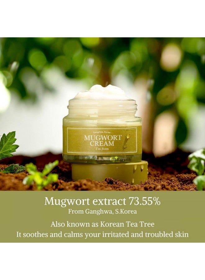 Mugwort Cream For All Skin Type 1.69 Fl Oz Moisturizer With 73.55% Mugwort Extract Soothing Calming Redness Relief With Sebum Control