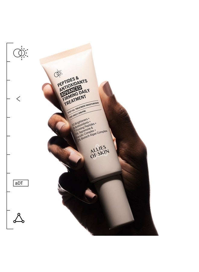 Peptides & Antioxidants Advanced Firming Daily Treatment With 13 Brighteners 9 Antioxidants 7 Firming Peptides 5% Teprenone & Ferulic Complex And 3% Biotech Algae Complex 20Ml/ 1.6Oz