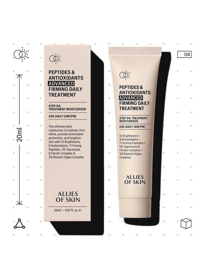 Peptides & Antioxidants Advanced Firming Daily Treatment With 13 Brighteners 9 Antioxidants 7 Firming Peptides 5% Teprenone & Ferulic Complex And 3% Biotech Algae Complex 20Ml/ 1.6Oz