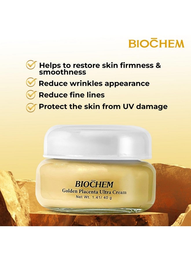 Golden Placenta Ultra Cream 1.41 Oz / 40 G Antiaging Facial Moisturizer With Placenta Extract For Skin Radiance Allinone Solution