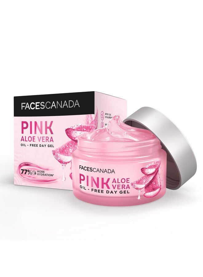 Pink Aloe Vera Oilfree Day Gel 50G 1.5% Hyaluronic Acid Intense Hydration Lightweight Non Sticky & Absorbs Easily Soothing Nourishing & Acne Control No Alcohol & Parabens