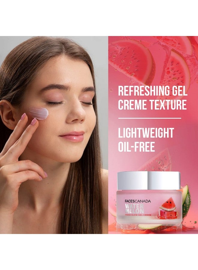Watermelon Fresh Glow Gel Creme 50G Niacinamide & Vitamin C & B5 Youthful Glow No Hyperpigmentation Soft & Smooth Skin Refreshing Face Moisturiser For All Skin Types Vegan
