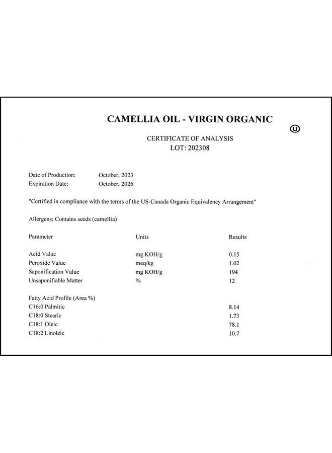 Organic Camellia Seed Oil Skin Moisturizer Unrefined Cold Pressed 100 Percent Pure Large 4 Fl Oz Bottle Moisturizing Oil For Hair Face Skin And Body