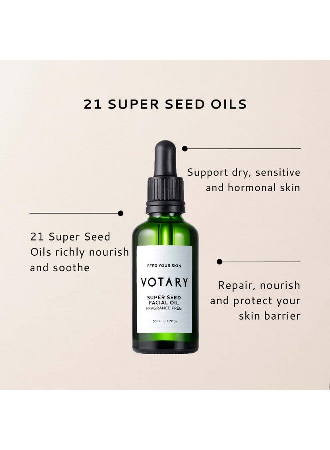 Super Seed Facial Oil Anti Aging Face Serum Drops For Dryness Redness Elasticity Soothes & Nourishes Skin For Alluring Youthful Look Hydrate & Enrich Skin Fragrance Free 1.7 Fl Oz