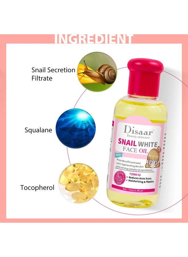 Snail Face Body Oil Reduces Acne Scars Moisturizing Dry Facial Skin Care Repairs 75Ml/2.5Fl.Oz