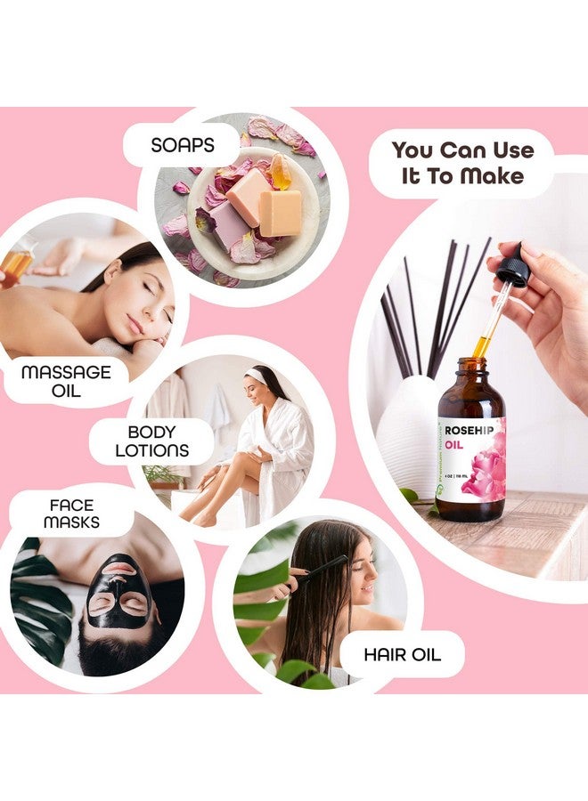 Rosehip Oil For Face Oil For Women Rosehip Seed Oil Pure Cold Pressed Unrefined Oil For Hair And Nails Skin Care Moisturizer Rose Hips Face Oils And Serums 4Oz