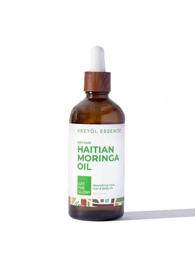 Kreyol Essence Haitian Moringa Oil 3.4 Oz For Face Hair And Body 40 Antioxidants Behenic Oleic Acid And Vitamin C For All Skin Types Not Tested On Animals Paraben Free Natural Ingredients