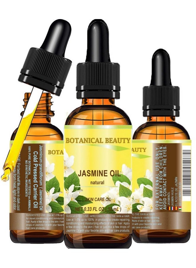 Jasmine Oil Natural Cold Pressed Carrier Oil 0.33 Fl.Oz. 10 Ml. For Face Skin Body Hair And Nail Care Face Beauty Oil By Botanical Beauty