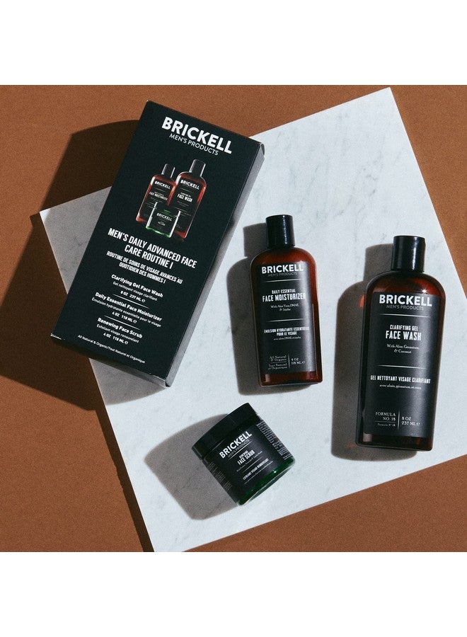 Daily Advanced Face Care Routine I Gel Facial Cleanser Wash Face Scrub Face Moisturizer Lotion Natural And Organic Men'S Skin Care Gift Set Scented
