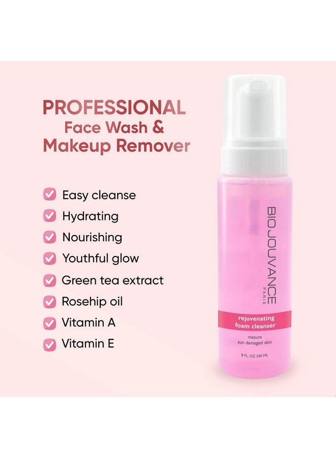 Rejuvenating Foaming Facial Cleanser 8Oz / 240Ml For Mature/Sun Damaged Skin Gentle Foam Face Wash & Makeup Remover Daily Skin Care Treatment Regimen Made In France
