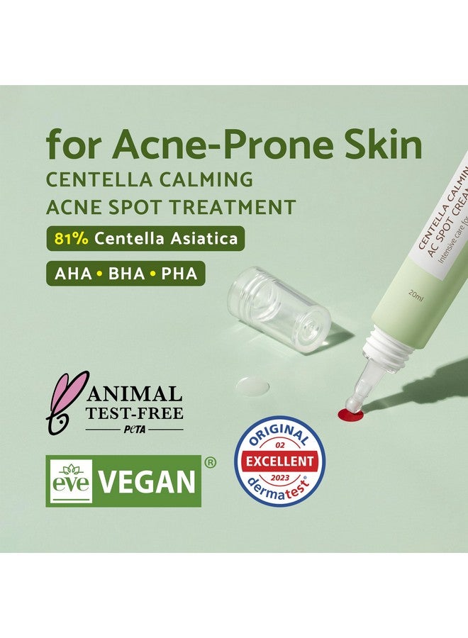 81% Concentrated Centella Calming Gel Acne Spot Cream W/Aha Bha Pha Salicylic Acid Niacinamide Tea Tree Oilfree Blemish Pimple Lightweight For Adults & Teens .67 Oz Sensitive Acneprone Skin