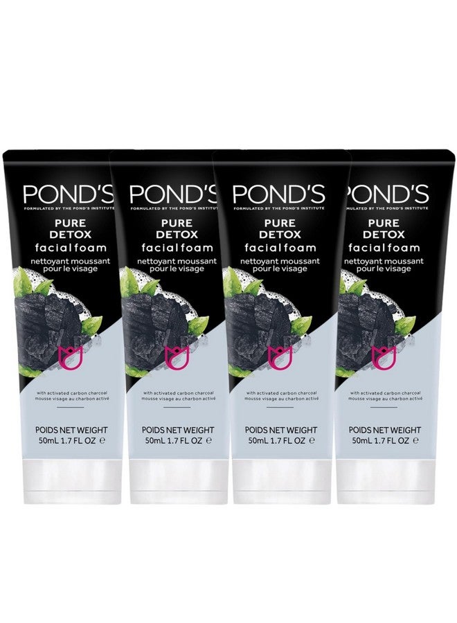 Pure Detox Facial Foam Deep Cleansing With Activated Charcoal Facial Wash 4Pack Of 1.7 Oz Each