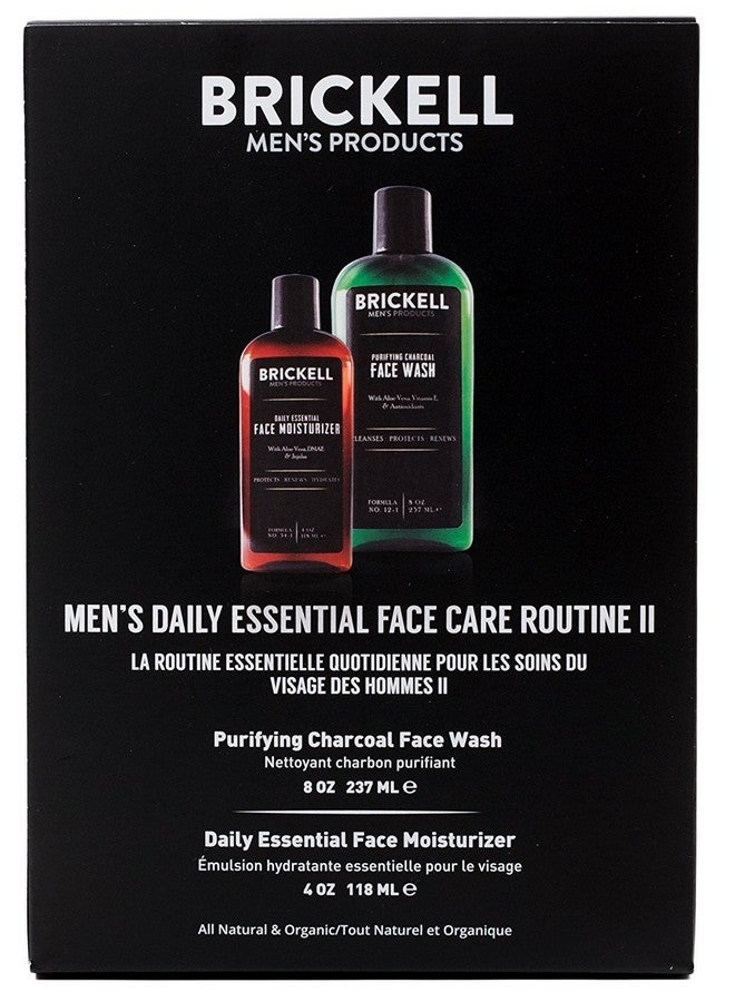 Brickell Men'S Daily Essential Face Care Routine Ii Purifying Charcoal Face Wash And Daily Essential Face Moisturizer Natural And Organic Men'S Skin Care Gift Set Scented