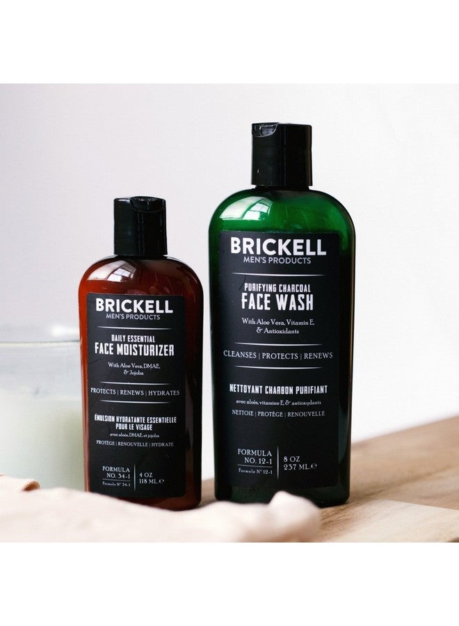Brickell Men'S Daily Essential Face Care Routine Ii Purifying Charcoal Face Wash And Daily Essential Face Moisturizer Natural And Organic Men'S Skin Care Gift Set Scented