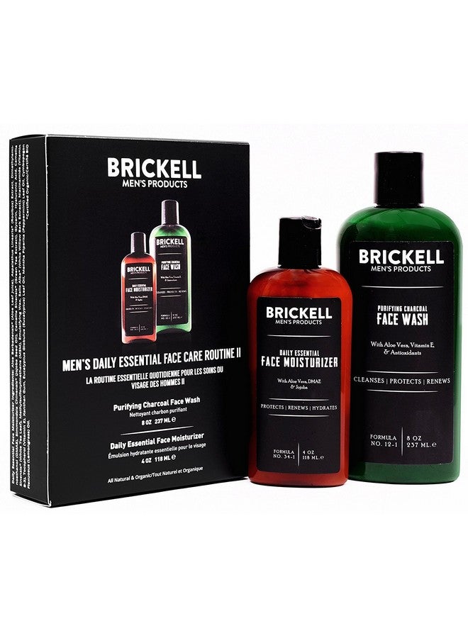 Brickell Men'S Daily Essential Face Care Routine Ii Purifying Charcoal Face Wash And Daily Essential Face Moisturizer Natural And Organic Men'S Skin Care Gift Set Scented