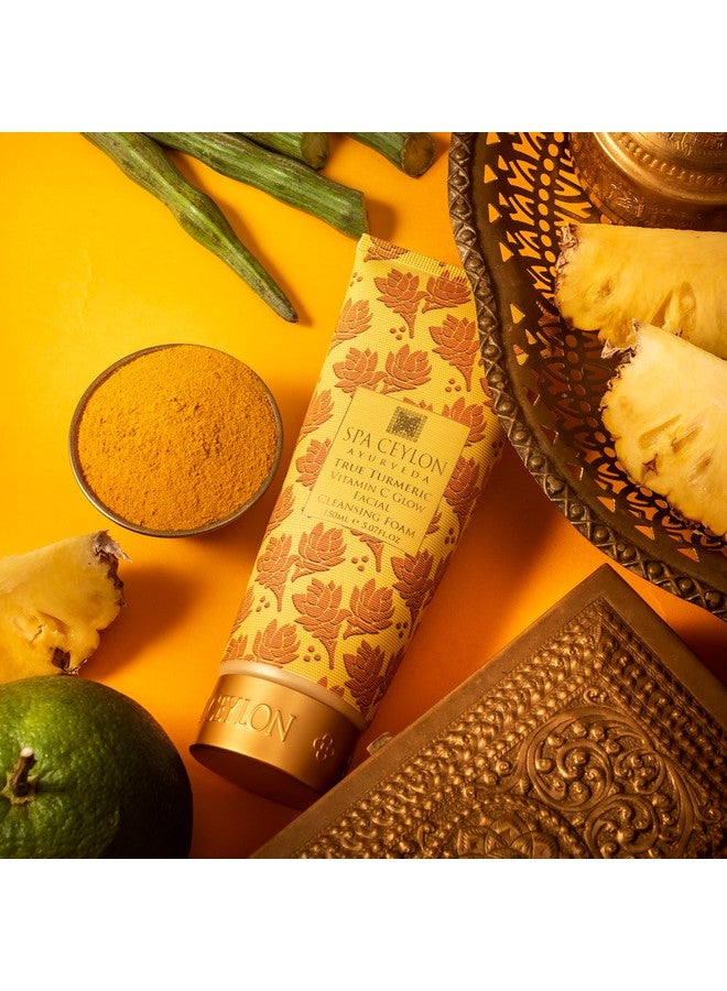 True Turmeric Vitamin C Glow Facial Cleansing Foam For All Skin Types Acne Prone And Dark Spots Vitamin C Foaming Facial Cleanser