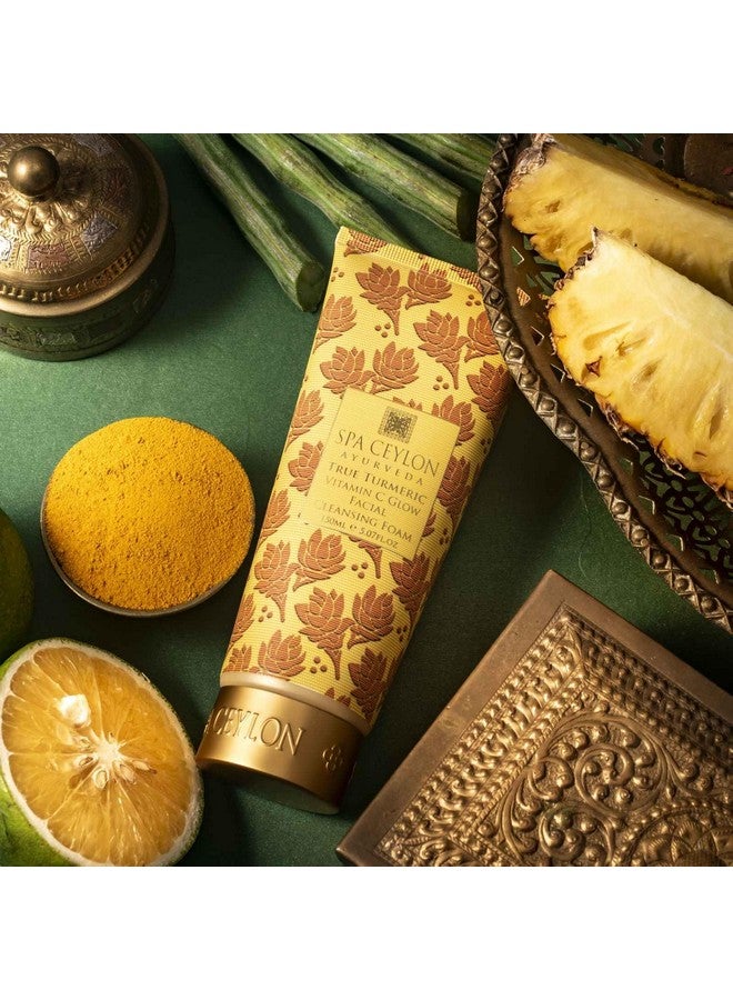 True Turmeric Vitamin C Glow Facial Cleansing Foam For All Skin Types Acne Prone And Dark Spots Vitamin C Foaming Facial Cleanser
