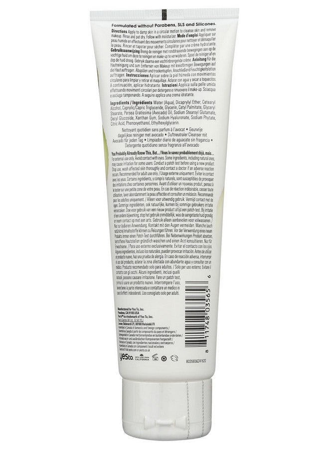 Avocado Fragrance Free Daily Cream Cleanser 4 Fz