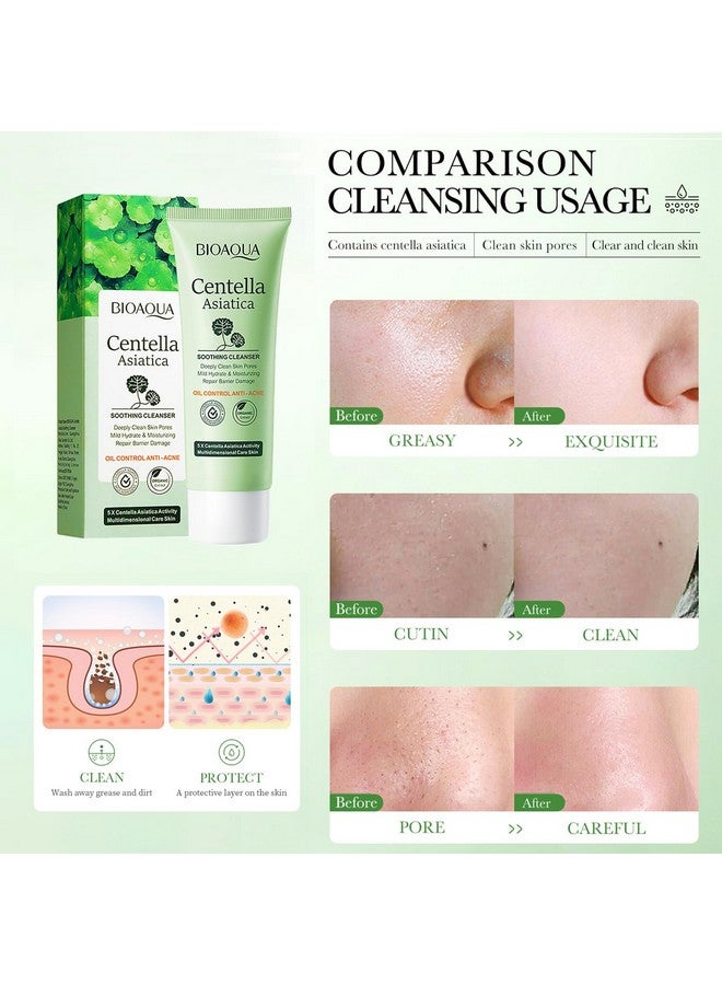 Centella Asiatica Soothing Face Cleanser Oil Control Antiacne Deep Pore Clean Facial Hydrating Moisturizing 100G/3.5Oz
