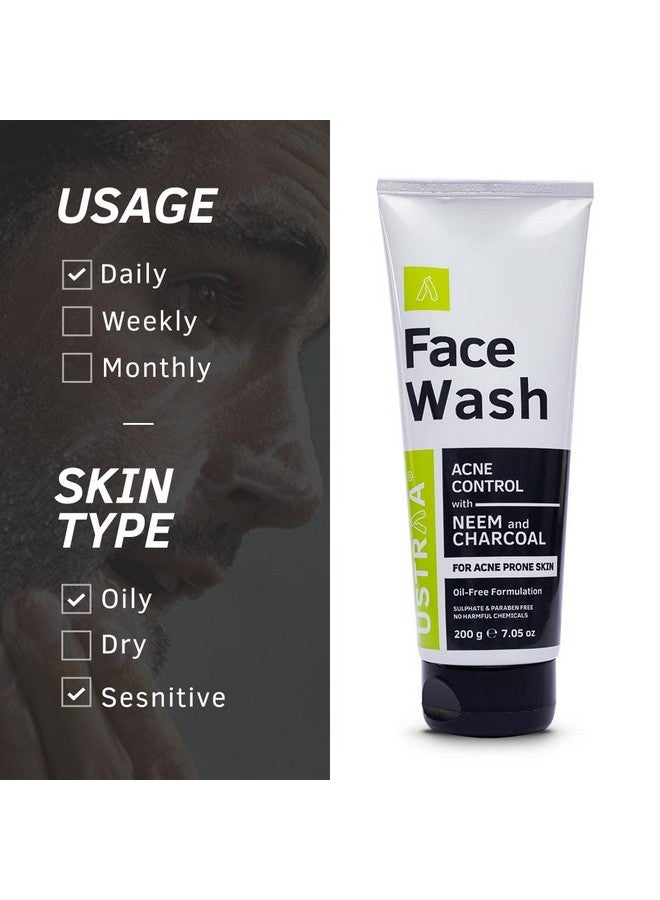 Face Wash Acne Control With Neem & Charcoal 200G Oil Control Prevents Acne & Detan Face Cream For Men 50G For Effective Tan Removal & Even Skin Tone Without Bleach