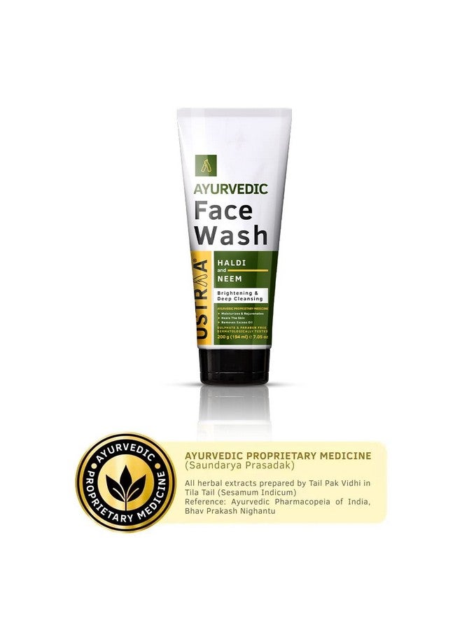 Ayurvedic Face Wash Neem & Haldi 200G Helps Heal Skin Skin Brightening & Deep Cleansing & Detan Face Cream For Men 50G Even Skin Tone Effective Tan Removal Without Bleach