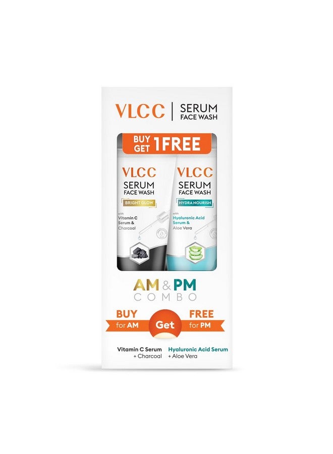 Vitamin C & Charcoal Serum Facewash 150 Ml For Oil Control & Brightening For Am With Free Hyaluronic Acid & Aloe Vera Serum Facewash 150 Ml To Strengthen Skin Barrier For Pm (B1G1)