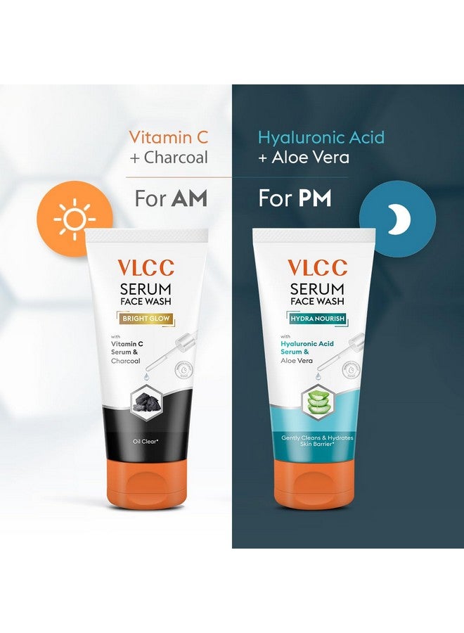 Vitamin C & Charcoal Serum Facewash 150 Ml For Oil Control & Brightening For Am With Free Hyaluronic Acid & Aloe Vera Serum Facewash 150 Ml To Strengthen Skin Barrier For Pm (B1G1)