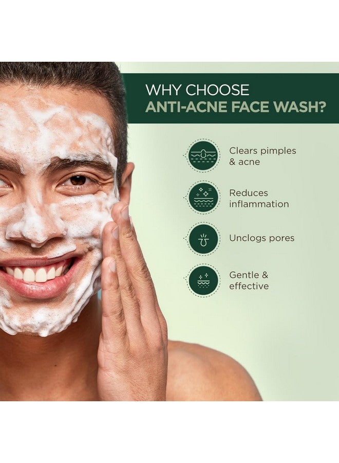 Antiacne Face Wash For Men 75Ml (Pack Of 2) Clears Pimples & Acne Reduces Inflammation Unclogs Pores Toxinfree Suitable For All Skin Types