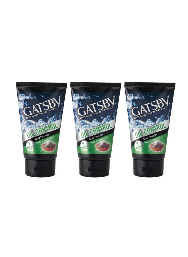 Cooling Face Wash Oil Control 50Ml (Set Of 3) For Deep Cleansing Contains Clay Powder Powered With Micro Scrub Beads Facewash For Men Made In Indonesia