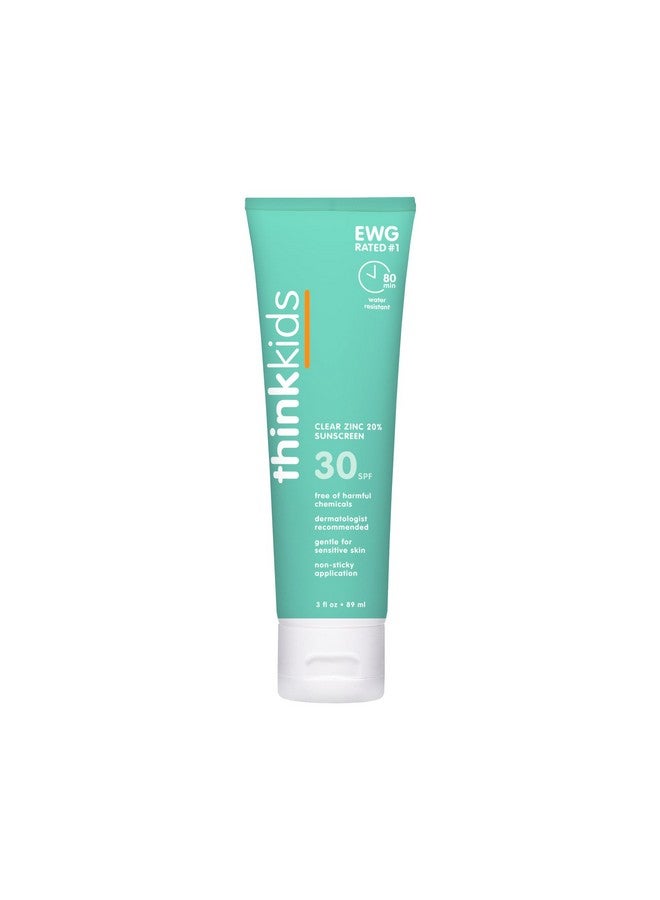 Kids Mineral Sunscreen Spf 30 Clear Zinc Oxide Sunscreen 3 Fl Oz Natural Reef Safe Sunscreen For Kids Vegan Broad Spectrum Uva/Uvb Sun Screen