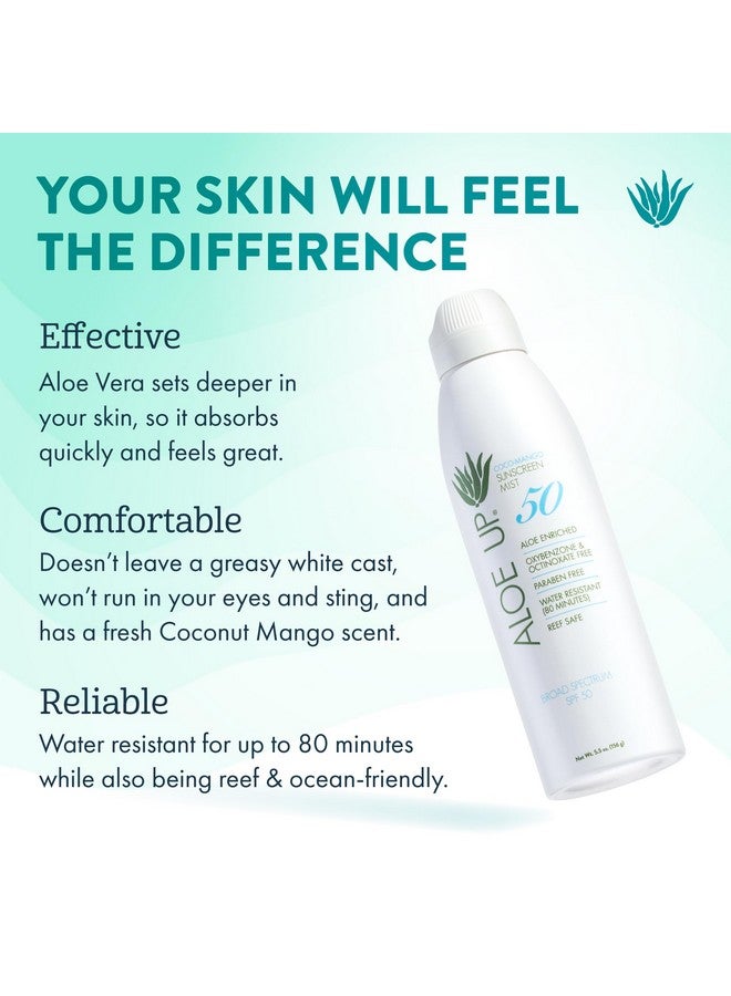 White Collection Continuous Sunscreen Spray Spf 50 Broad Spectrum Uva/Uvb Sunscreen Protector For Face & Body W/Moisturizing Aloe Vera Gel Reef Safe Cocomango Fragrance 5.5 Fl. Oz