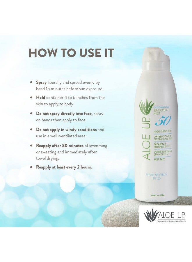 White Collection Continuous Sunscreen Spray Spf 50 Broad Spectrum Uva/Uvb Sunscreen Protector For Face & Body W/Moisturizing Aloe Vera Gel Reef Safe Cocomango Fragrance 5.5 Fl. Oz
