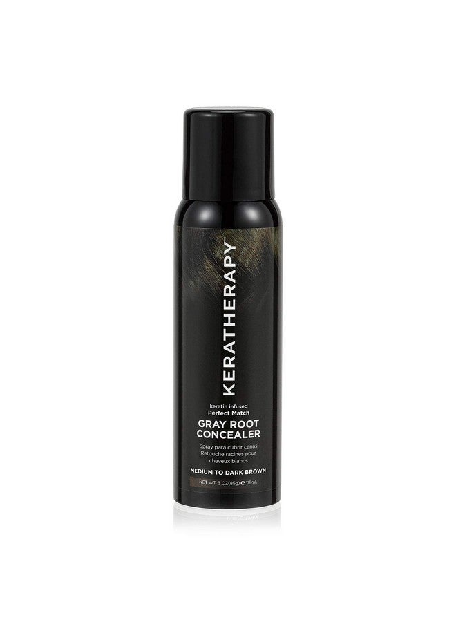 Keratin Infused Perfect Match Gray Root Concealer Spray Dark Brown 3 Oz 118 Ml Root Cover Up Spray To Hide Gray Roots Keratin Therapy Hair Darkening & Temporary Scalp Concealer