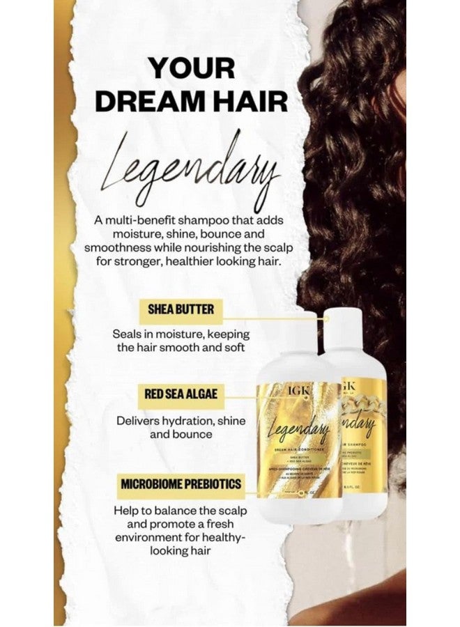 Igk Legendary Dream Hair Shampoo (8 Oz) + Igk Mistress Hydrating Hair Balm (5 Oz) Hydrated + Shine + Frizz Control Vegan + Crueltyfree