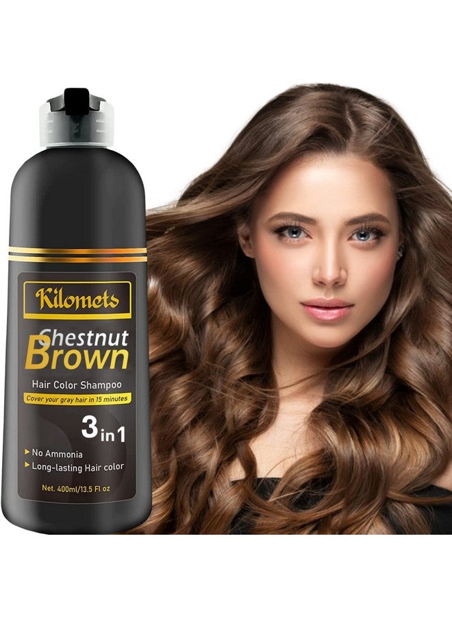 Chestnut Brown Hair Dye Shampoo 3 In 1 Hair Color Shampoo Grey Coverage In Minutes Ammonia Free Instant Coloring Gift For Mom Dad