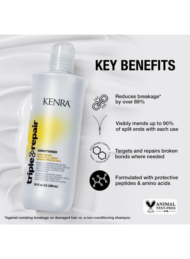 Kenra Triple Repair Conditioner Targets & Repairs Weak Or Broken Bonds Split Ends Damaged Hair Bond Builder Sulfatefree 10.1 Fl. Oz.