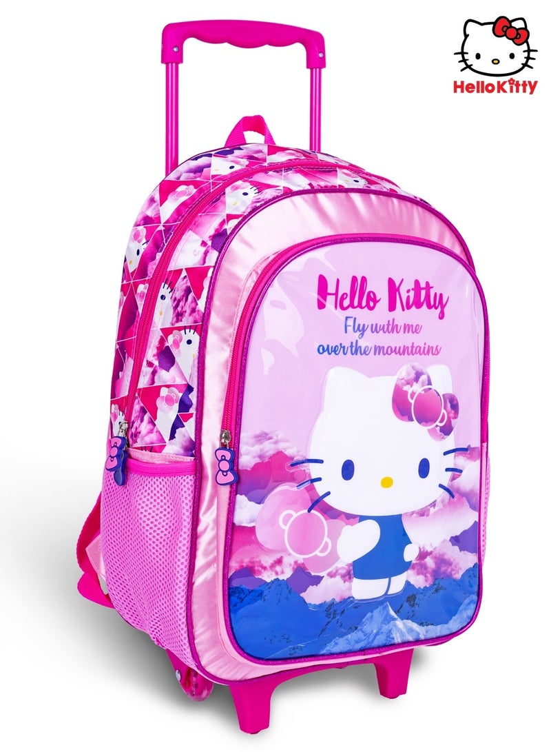 Hello Kitty 5-in-1 Trolley School Bag Set - Ergonomic Backpack, Water Bottle, Lunch Box, Insulated Bag & Pencil Case, Lightweight & Durable, for Girls 6+, Perfect for School & Travel