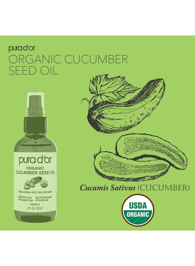 4 Oz Organic Cucumber Seed Oil100% Pure Usda Certified Premium Grade All Natural Moisturizer Cold Pressed Unrefined Hexanefree Base Carrier Oil For Diy Skin Care For Men & Women