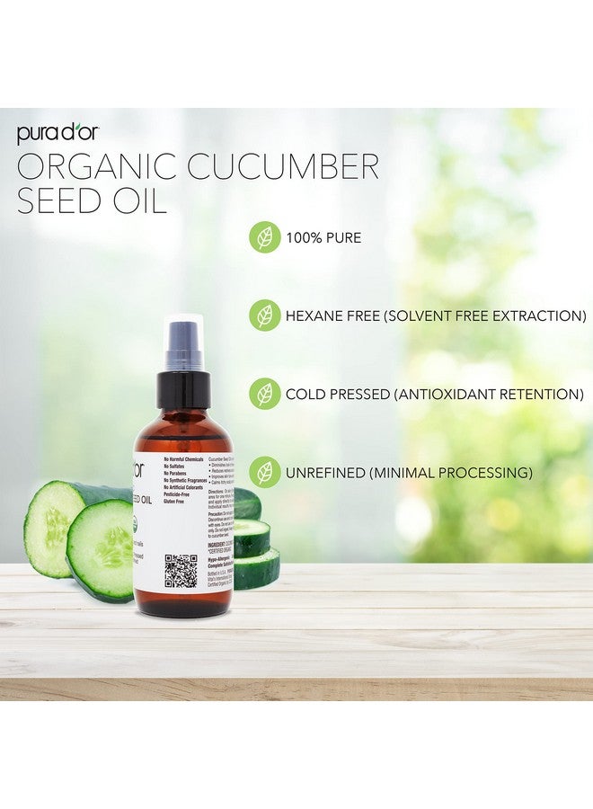 4 Oz Organic Cucumber Seed Oil100% Pure Usda Certified Premium Grade All Natural Moisturizer Cold Pressed Unrefined Hexanefree Base Carrier Oil For Diy Skin Care For Men & Women