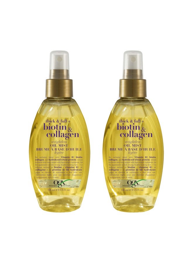 Thick & Full Biotin & Collagen Weightless Oil Mist 4 Fl Oz 2 Pack