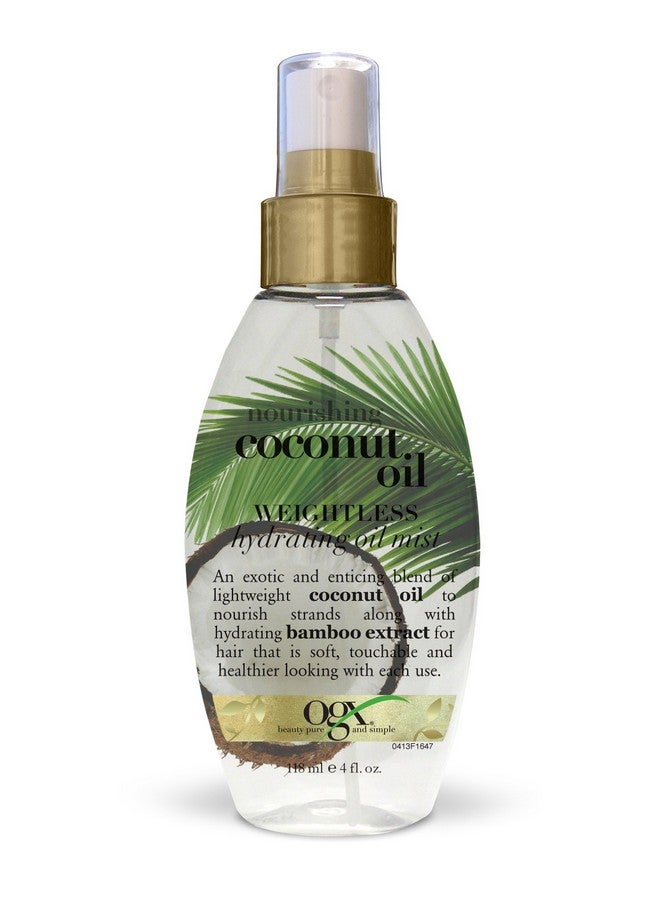 Nourishing + Coconut Oil Weightless Hydrating Oil Hair Mist Lightweight Leavein Hair Treatment With Coconut Oil & Bamboo Extract Paraben & Sulfate Surfactantfree 4 Fl Oz