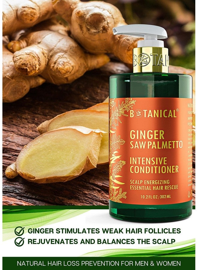 Botanical Hair Growth Thickening Shampoo And Antithinning Conditioner “Scalp Energizing” Ginger Saw Palmetto Shampoo For Hair Loss Thickening Products For Women & Men (Pack Of 2)