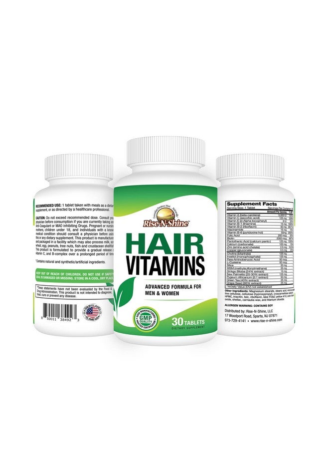 Hair Vitamins With Biotin Paba And More Hair Support 30 Count