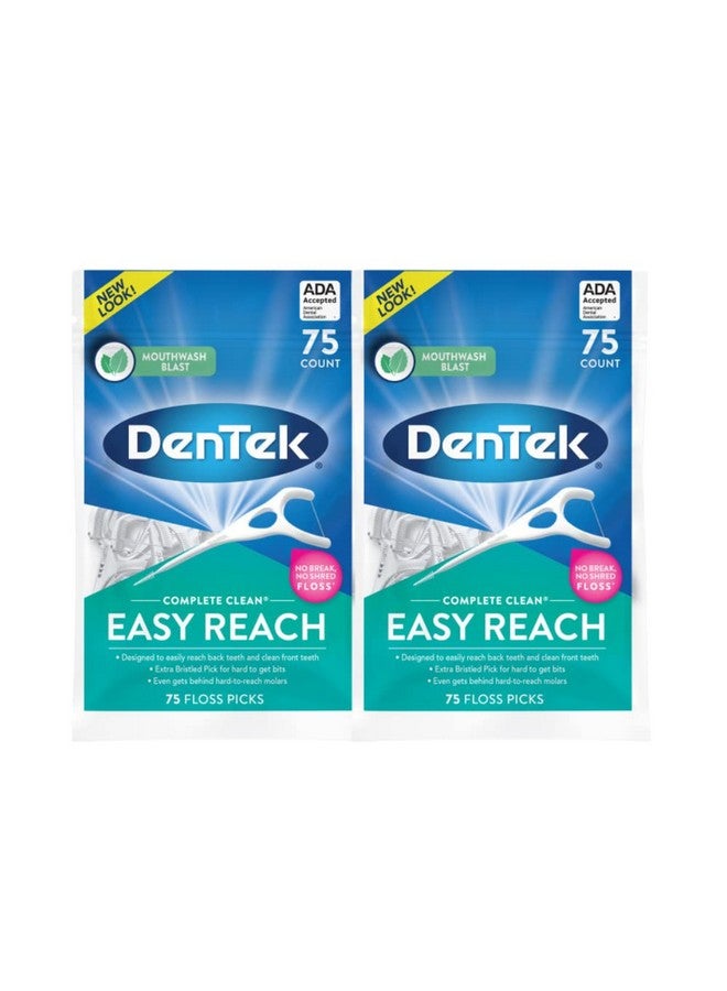 Complete Clean Easy Reach Floss Picks Advanced Fluoride Coating Mouthwash Blast Flavor 75 Ct. (Pack Of 2)